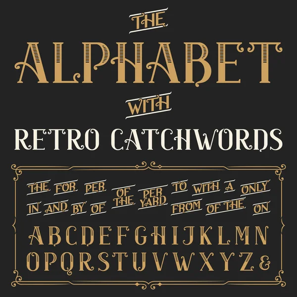 Retro alfabe vektörel yazı tipi ile catchwords.