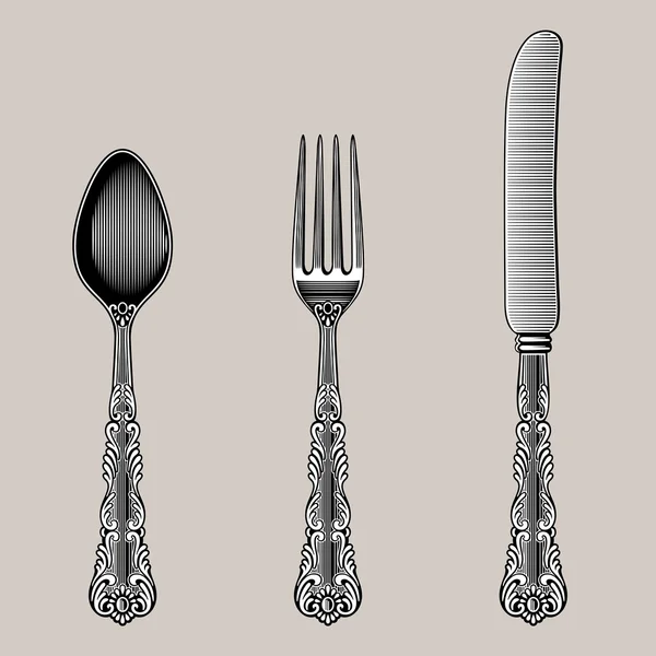 Antique Cutlery. — Stock Vector