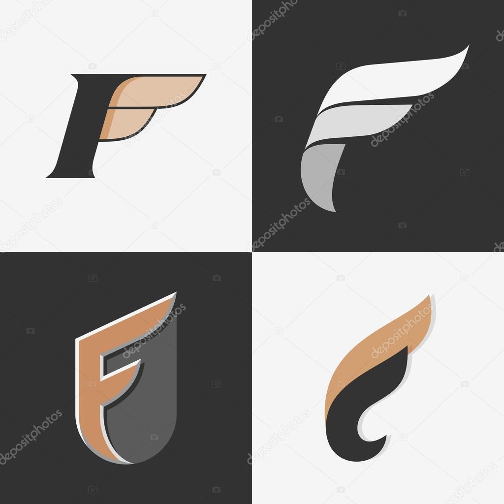 The set of letters F signs, logos, icon design templates elements. Stock vector.