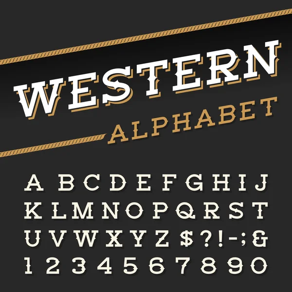 Westerse stijl retro alfabet vector lettertype. — Stockvector