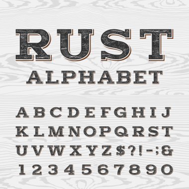 Retro distressed alphabet vector font.