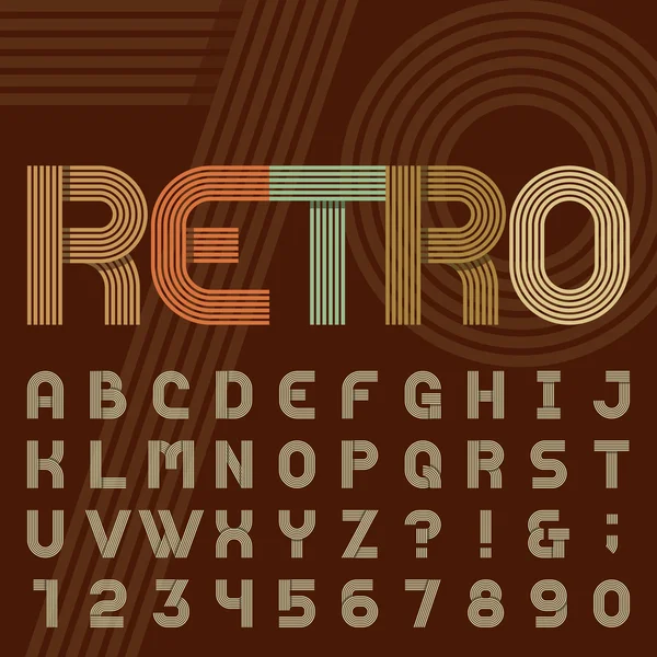 Retro tarzı şerit alfabe vektör yazı tipi.