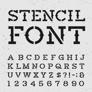 Western retro alphabet vector stencil font.