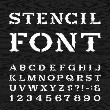 Western retro alphabet vector stencil font.
