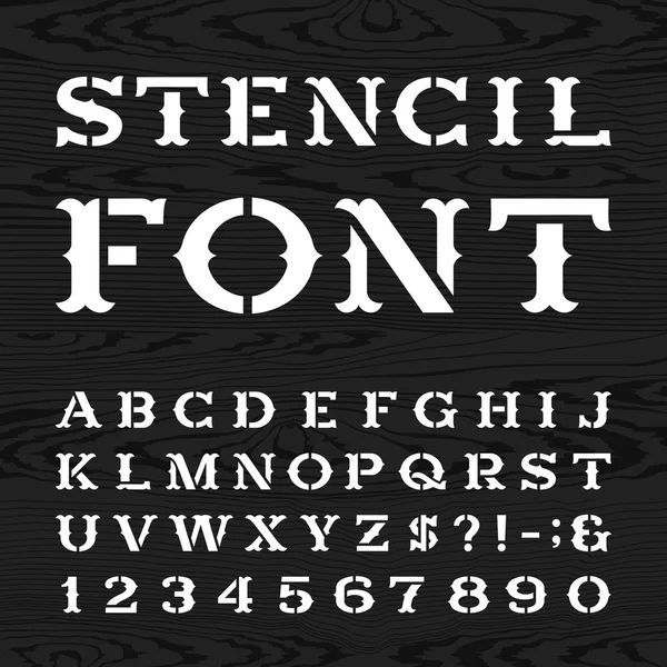 Westerse retro alfabet vector stencil lettertype. — Stockvector