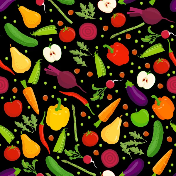유기농 식품 완벽 한 패턴. — 스톡 벡터