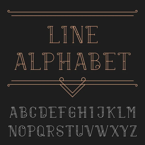 Lijn alfabet vector lettertype. — Stockvector