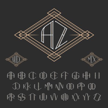 İki harf dekoratif monogram şablonu.