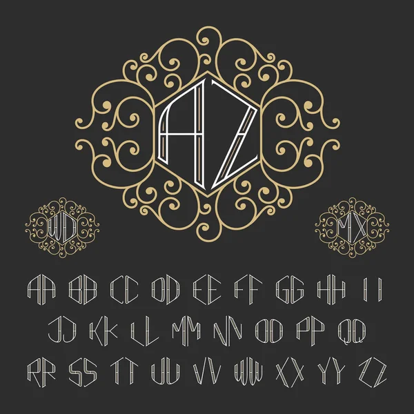 Modello monogramma decorativo a due lettere . — Vettoriale Stock