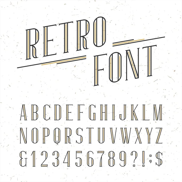 Retro alphabet vector stencil font. Letters, numbers and symbols