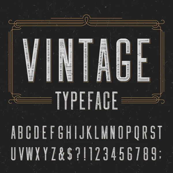 Vintage alphabet vector font with distressed overlay texture. — Stock Vector