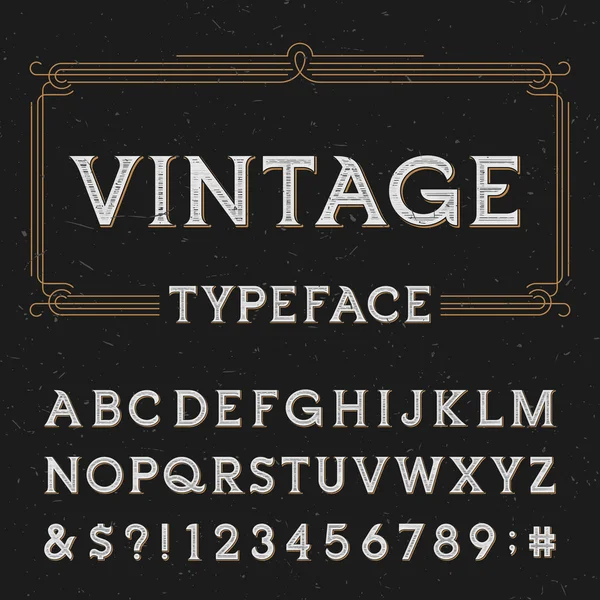 Vintage alphabet vector font with distressed overlay texture. — Stock Vector