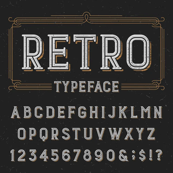 Tipo de letra retro con textura superpuesta angustiada . — Vector de stock