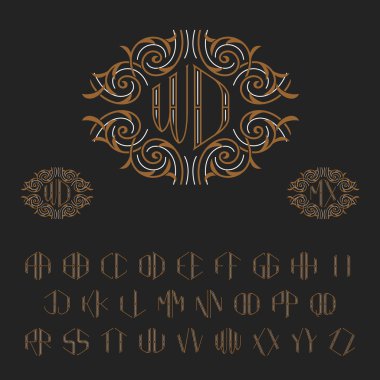 İki harf monogram için şablon. Set vektör harflerin A'dan Z'ye.