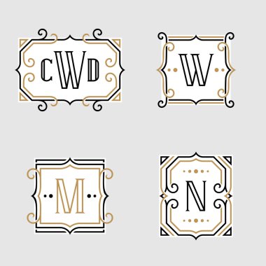Şık retro monogram amblemi şablonları kümesi