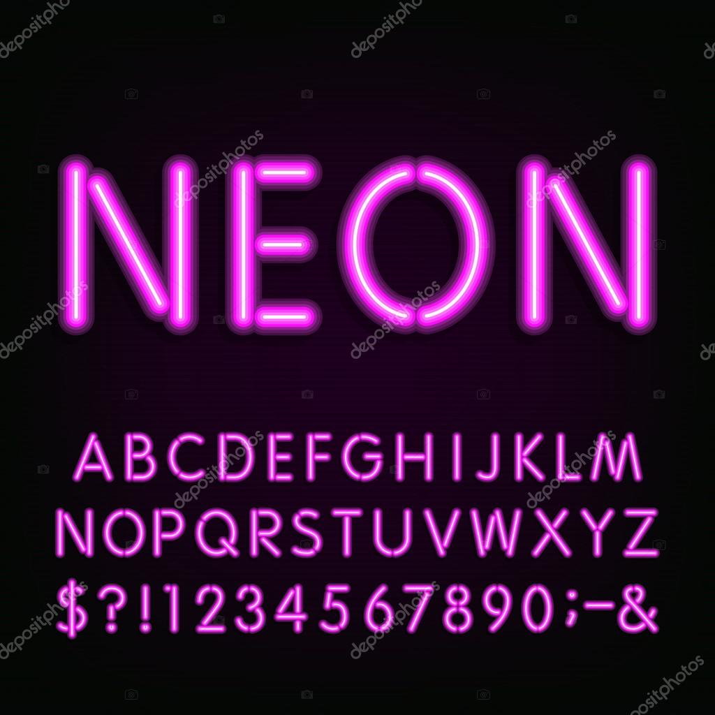 Neon Light Alphabet Font Stock Vector C Epifantsev