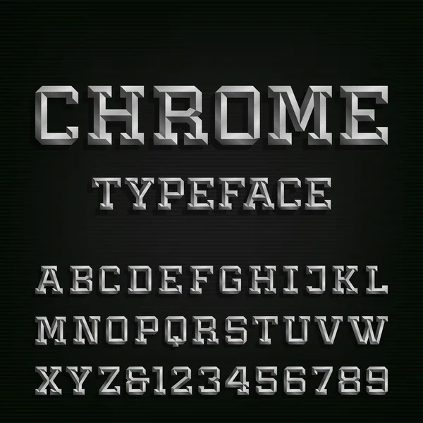 Schuine Chrome alfabet Vector lettertype. — Stockvector