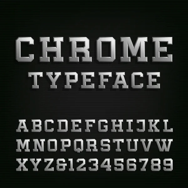 Skośny Chrome alfabet wektor czcionki. — Wektor stockowy