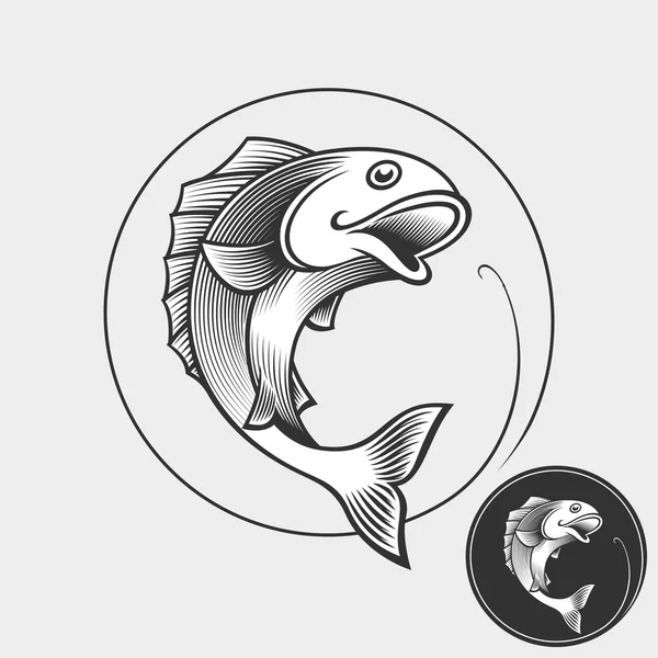 Plantilla de señal de pesca - Ilustración vectorial . — Archivo Imágenes Vectoriales