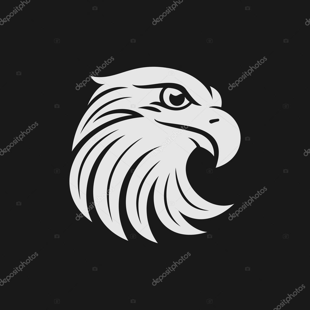 Eagle head logo or icon in one color. Stock vector illustration.