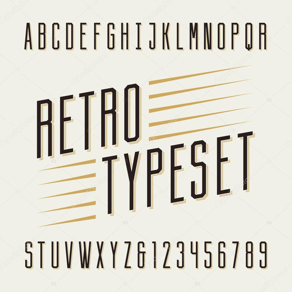 Retro typeset. Letters and numbers.