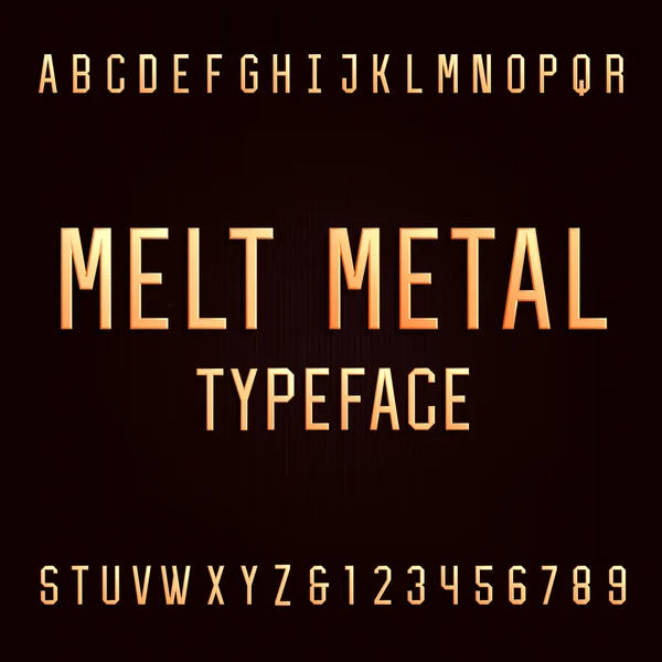 Smelten van metalen alfabet vector lettertype. — Stockvector