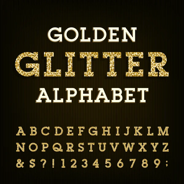 Altın glitter alfabe vektör yazı tipi. — Stok Vektör