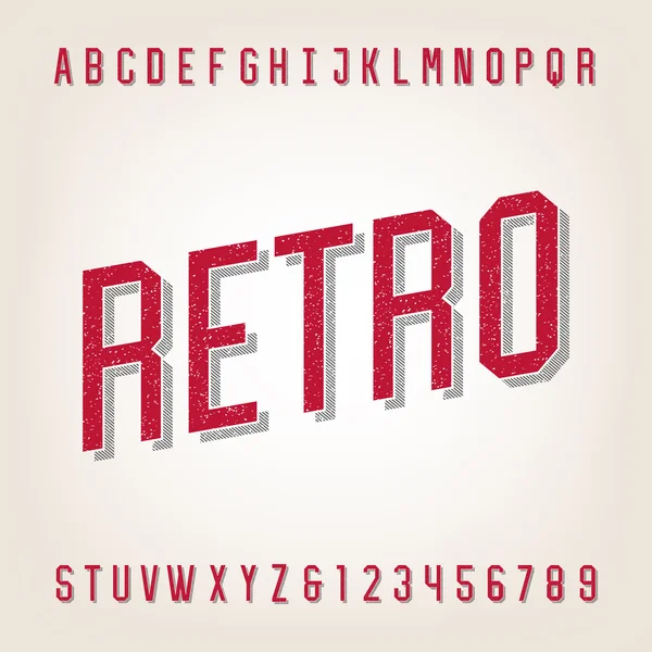 Retro stijl noodlijdende alfabet vector lettertype. — Stockvector