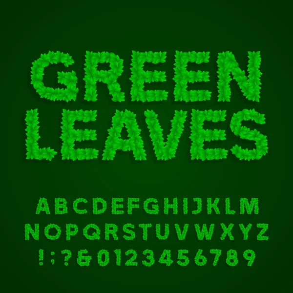 Алфавіт зеленого листя векторний шрифт — стоковий вектор