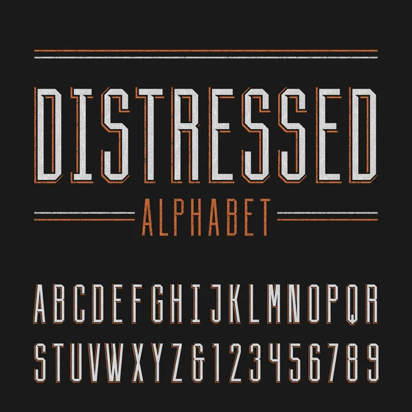 Distressed alphabet vector font. — Stock Vector