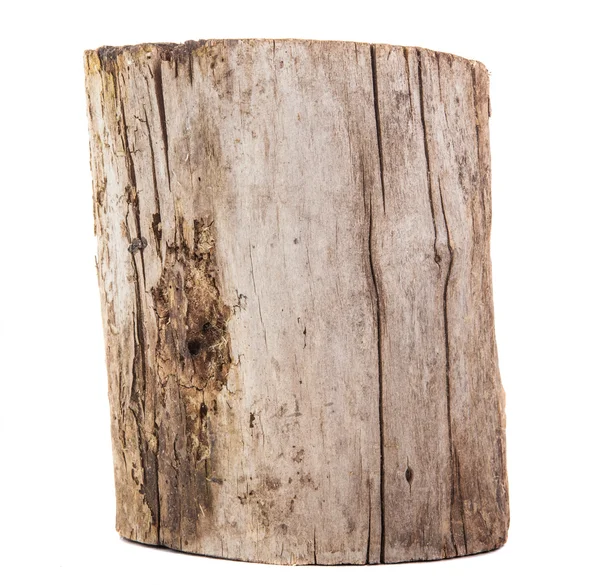 Trä föråldrade logg. ovanifrån. isolerad på en vit. — Stockfoto