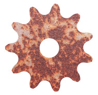 paslı metal vites. Beyaz arka plan üzerinde izole