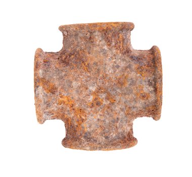 paslı metal boru bağdaştırıcıları. Beyaz arka plan üzerinde izole