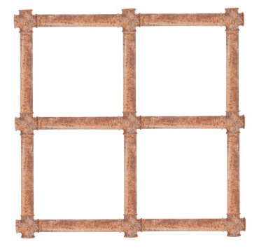 Paslı boruları kafes. Beyaz arka plan üzerinde izole