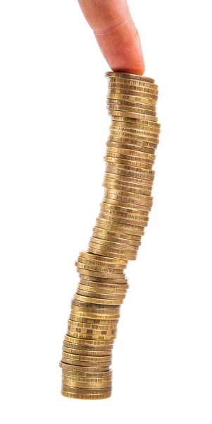 Stapel von Goldmünzen isoliert auf weißem Hintergrund — Stockfoto