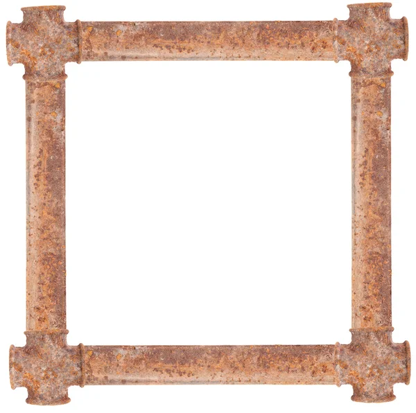 çerçeve Paslı boruları bağlı. Beyaz arka plan üzerinde izole