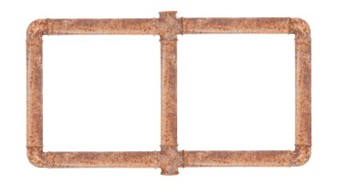 Paslı boruları ile çift çerçeve. Beyaz arka plan üzerinde izole