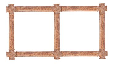 Paslı boruları ile çift çerçeve. Beyaz arka plan üzerinde izole