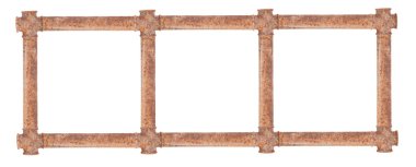 Paslı boruları üçlü çerçeve. Beyaz arka plan üzerinde izole