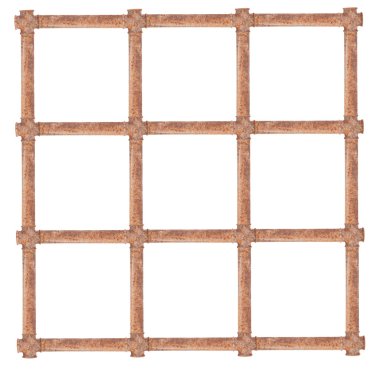 Paslı boruları kafes. Beyaz arka plan üzerinde izole