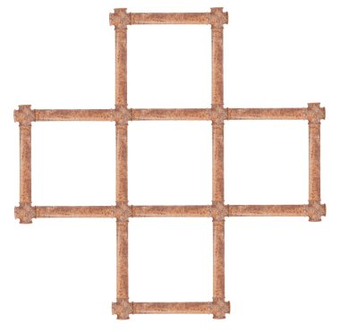 paslı metal borular bir haç şeklinde bağlı. üzerinde izole 