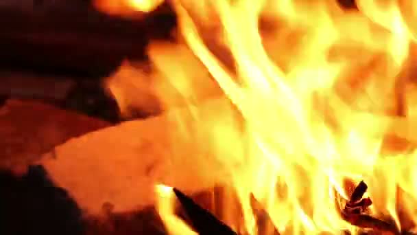 Flamme des Feuers Nahaufnahme. Flammeninferno — Stockvideo