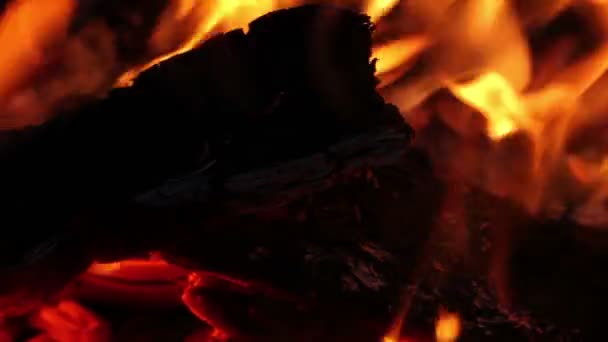 Яркий пламень. горящий огонь — стоковое видео