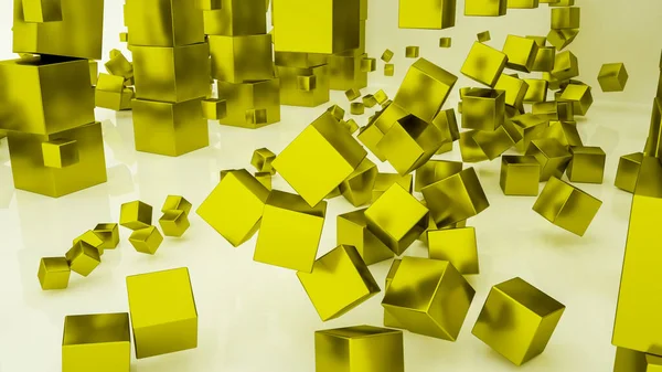 Abstract Background Golden Cubes Render Illustration — Stock Photo, Image