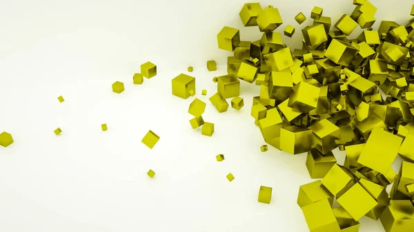 Fundo Abstrato Cubos Dourados Renderizar Ilustração — Fotografia de Stock