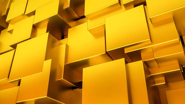 Fundo Abstrato Cubos Dourados Renderizar Ilustração — Fotografia de Stock