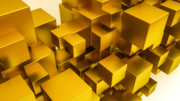 Abstracte Achtergrond Van Gouden Blokjes Illustratie Weergeven — Stockfoto