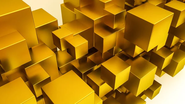 Sfondo Astratto Cubi Oro Illustrazione Rendering — Foto Stock