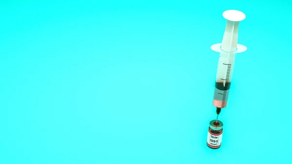 Disposable Plastic Syringe Coronavirus Vaccine Jars World Pandemic Concept Render — Stock Photo, Image