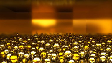 Metalik altın ve gümüş toplar soyut üç boyutlu arkaplan. 3d resimleme